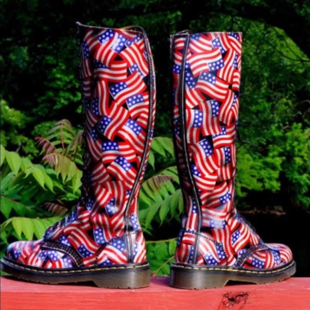 Rare American Flag Dr Doc Martens 20 Eye Boots